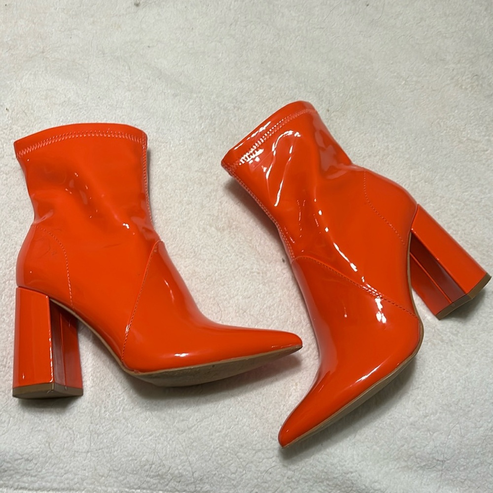 Orange Patent Leather Boots